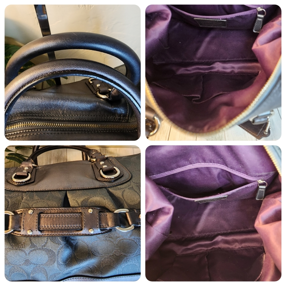 Coach Charcoal Leather & Jacquard Ashley Signature Satchel & Wallet w/Dust Bag - Picture 11 of 16